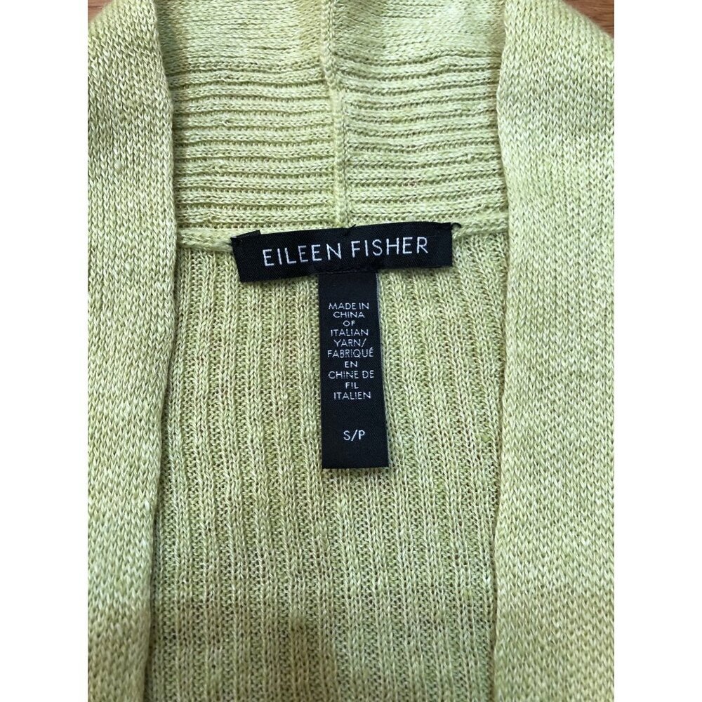 NWOT Eileen Fisher Cardigan Organic Linen Delave High Collar in Canary Sz S/P - Picture 5 of 10